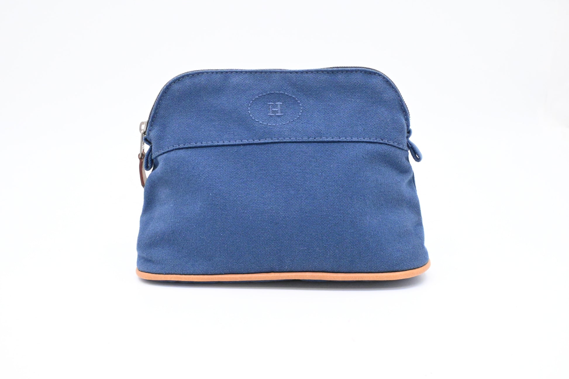 Hermes Bolide Pouch In Handbag Canvas Blue Travel Bag