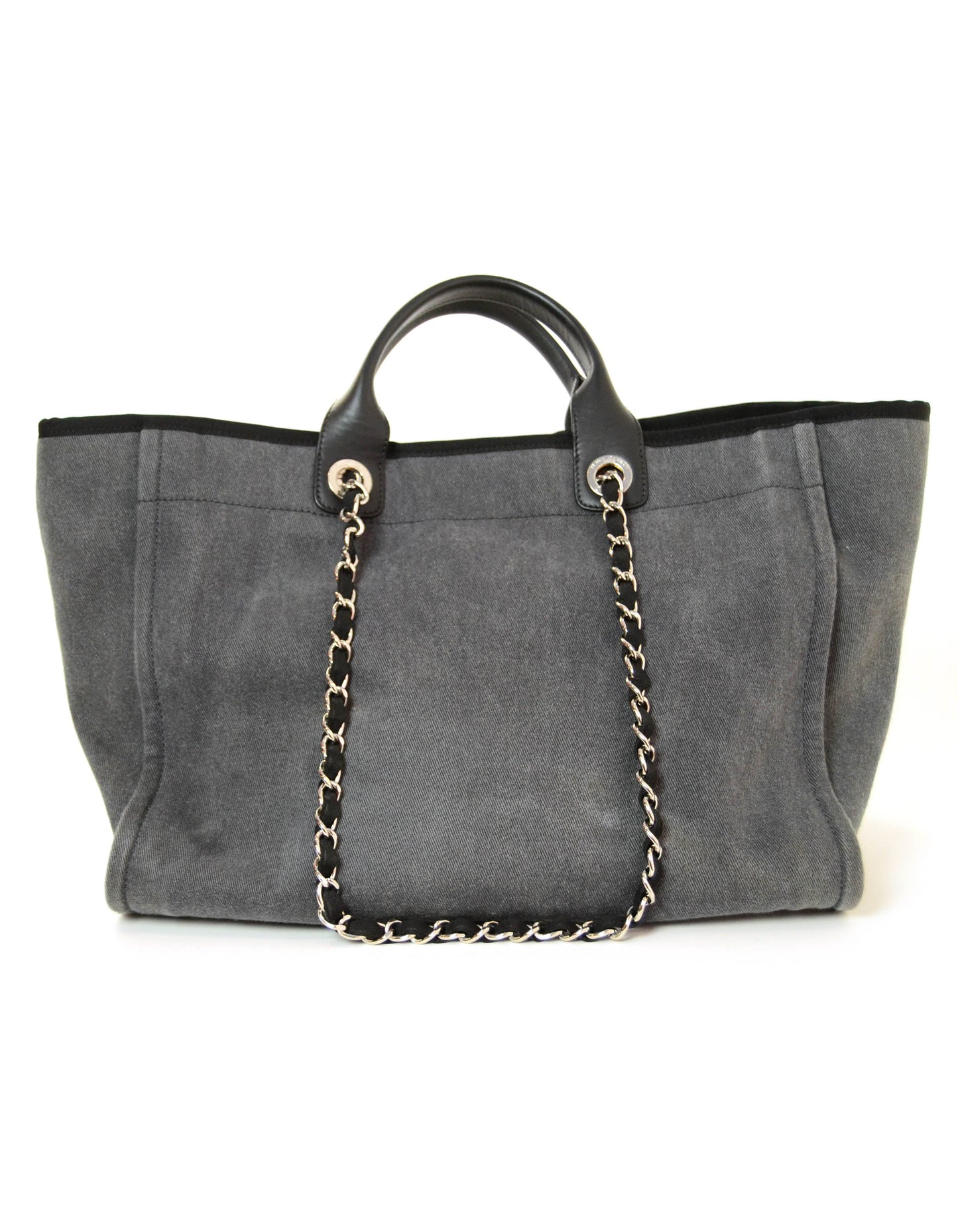 Chanel Black Denim Large Sequins Deauville Tote Bag