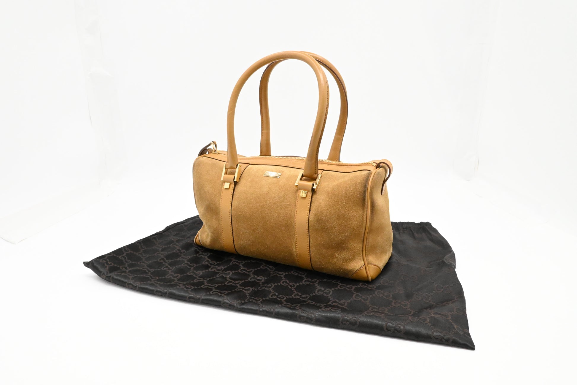 Gucci Boston Suede Brown Small Handbag