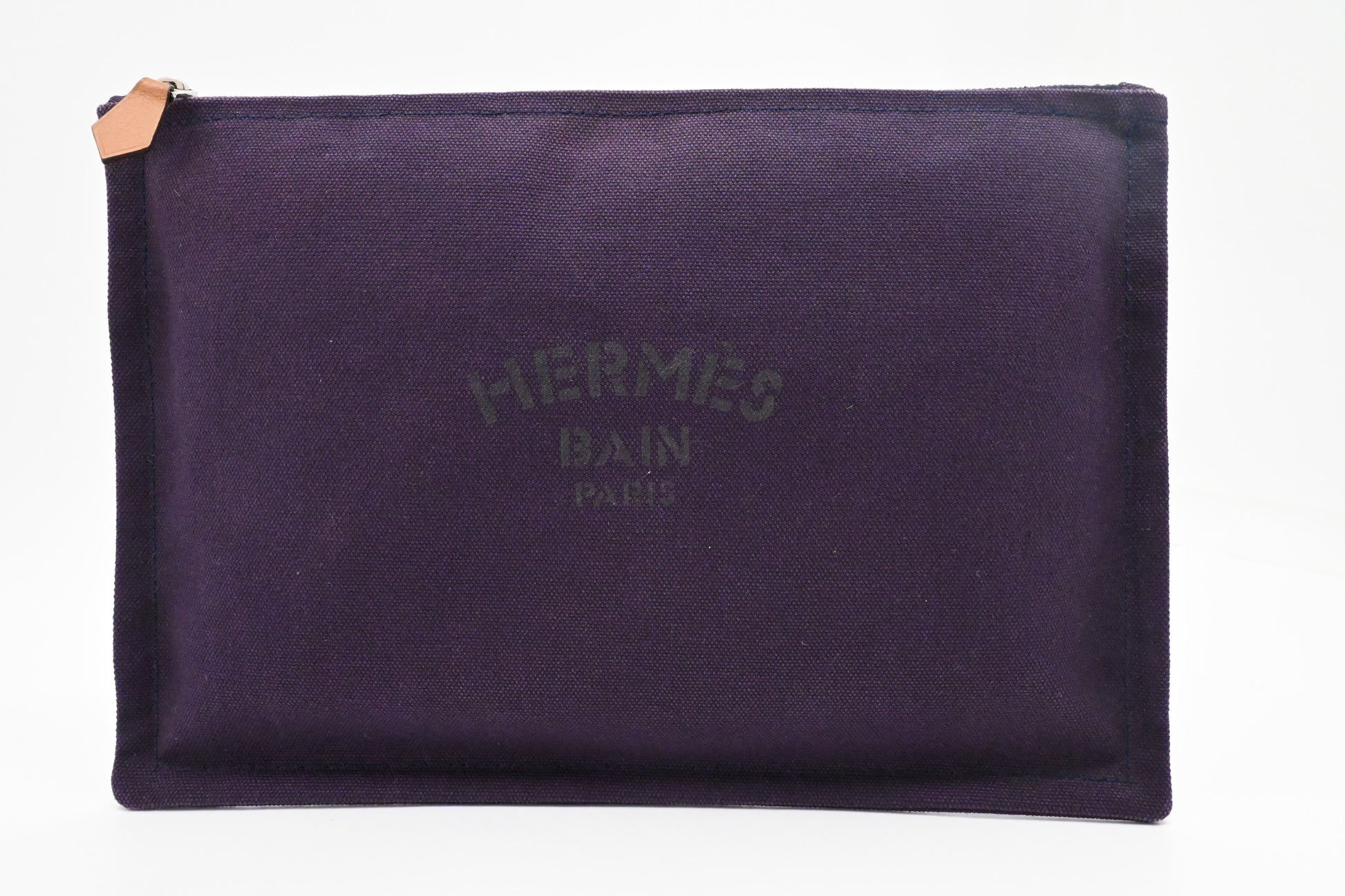 Hermes Bain Yachting Pouch In Purple Handbag Canvas Large Travel Bag