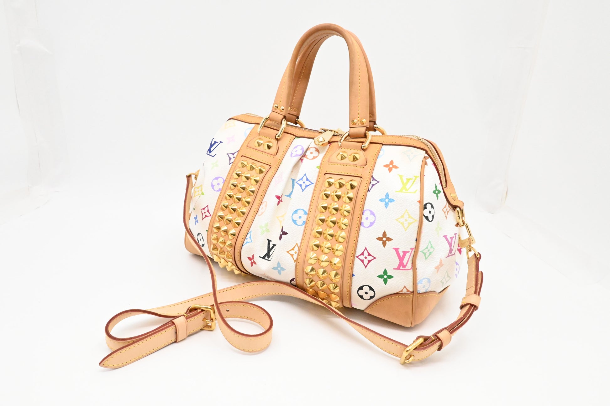 Louis Vuitton Courtney MM Monogram Canvas White Multicolor Handbag