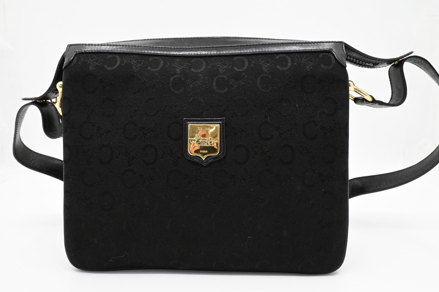 Celine Shoulder Bag In Canvas Black