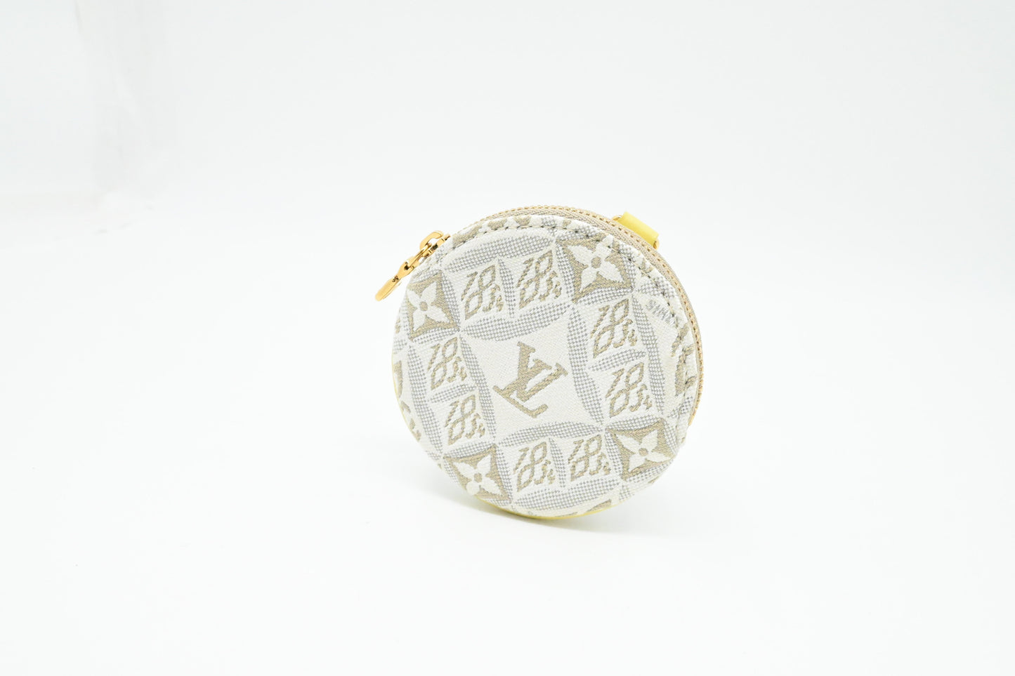Louis Vuitton Porte Monnaie Round Coin Since Jacquard White Canvas Handbag