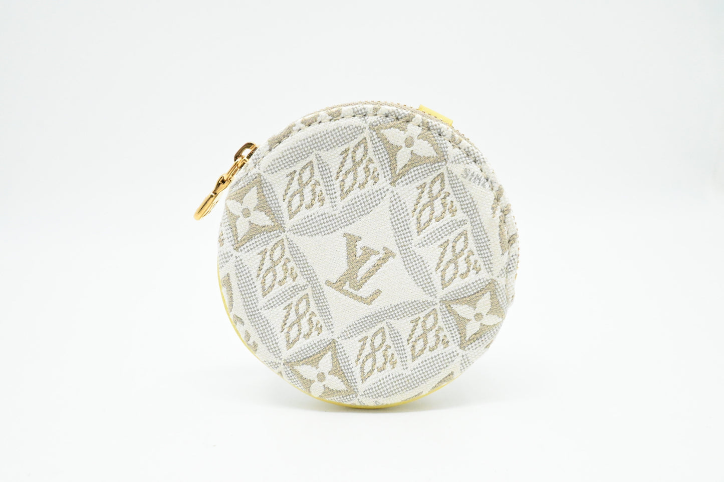 Louis Vuitton Porte Monnaie Round Coin Since Jacquard White Canvas Handbag