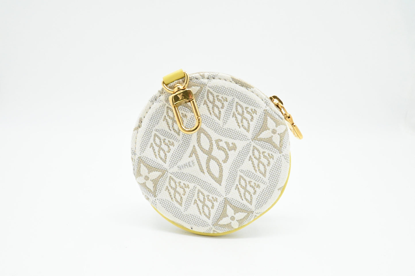 Louis Vuitton Porte Monnaie Round Coin Since Jacquard White Canvas Handbag
