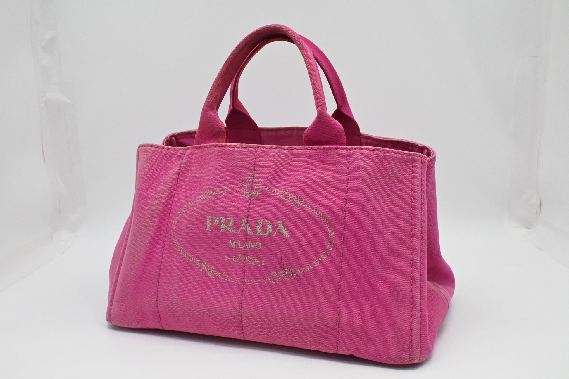 Prada Canapa Tote In Handbag Canvas Pink Tote Bag