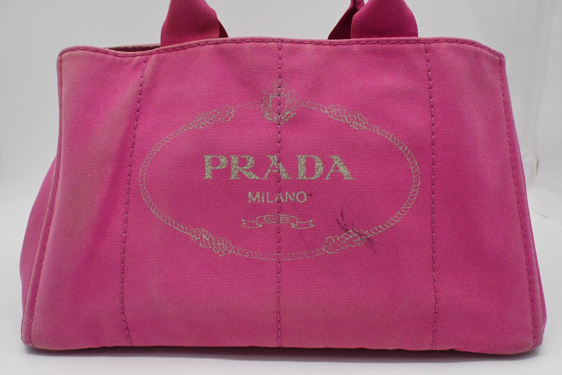 Prada Canapa Tote In Handbag Canvas Pink Tote Bag