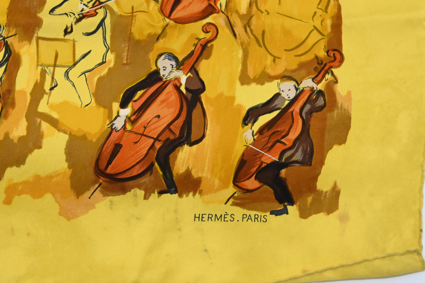 Hermes 'Concerto' Carre In Yellow Silk Handbag Travel Bag