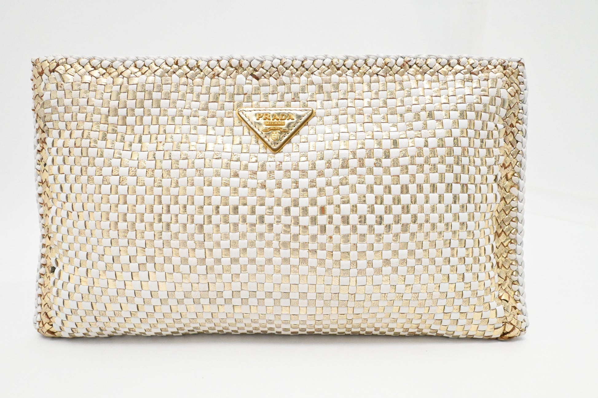 Prada Clutch In And Handbag Leather White Clutch Bag