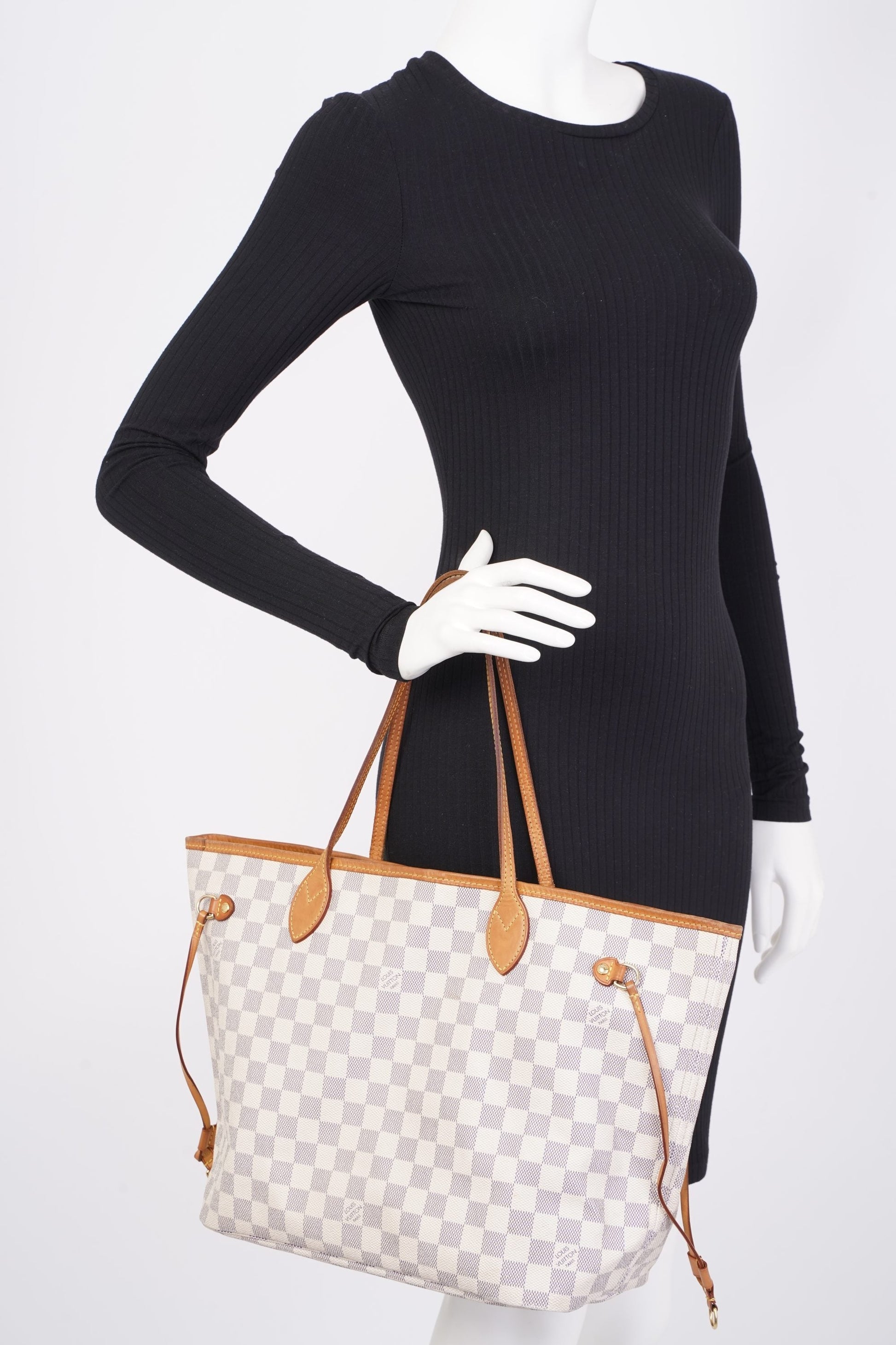 Louis Vuitton Neverfull MM Azur Coated Damier Canvas Coated Canvas Apparel