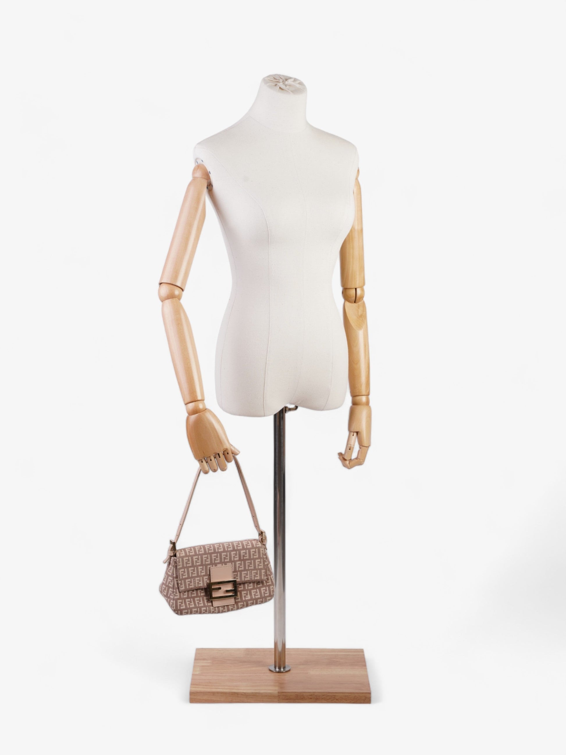 Fendi Mamma Baguette Shoulder Bag Canvas Pink