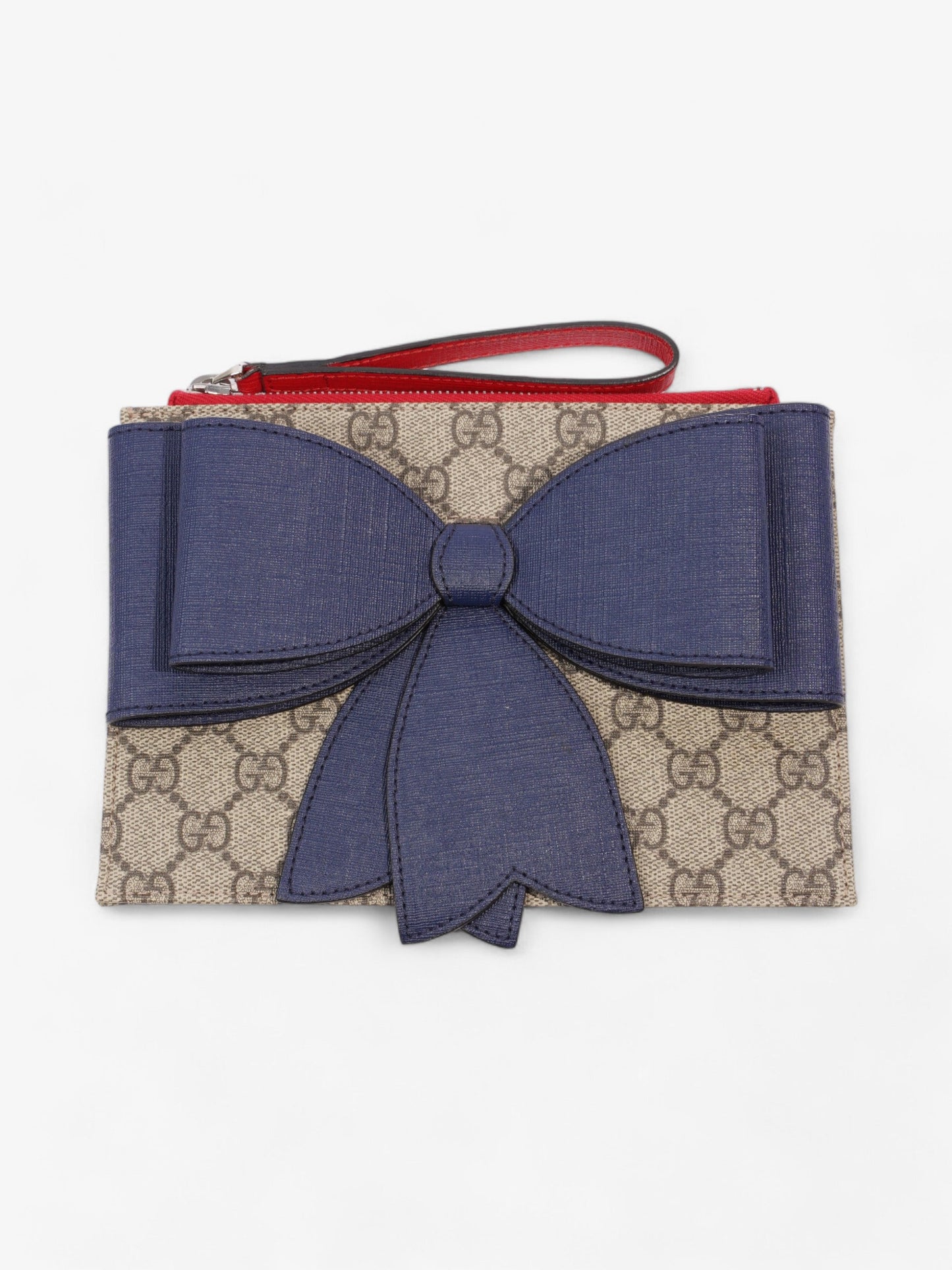 Gucci Bow Wristlet Supreme Coated Clutch Bag Canvas Blue