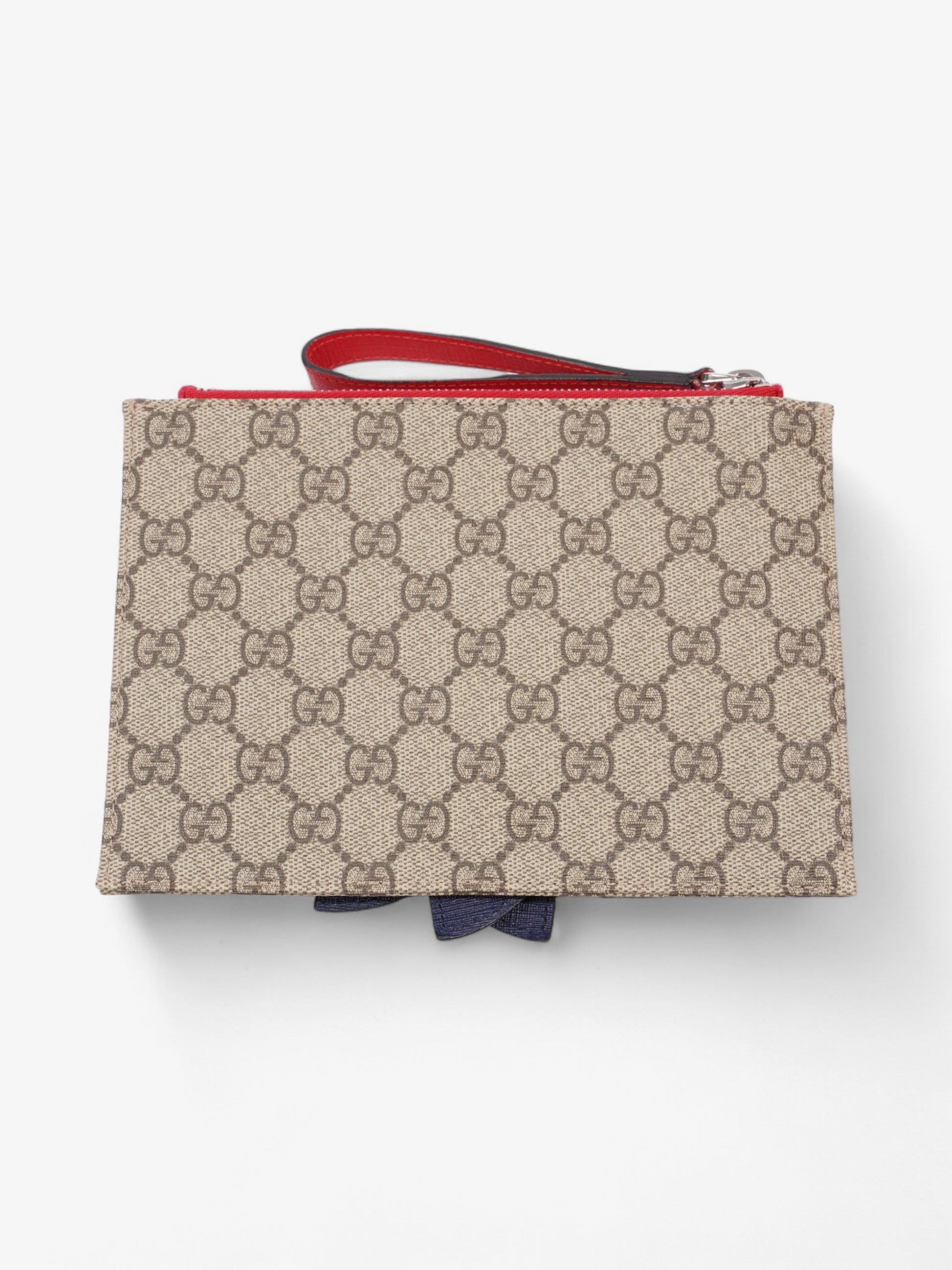 Gucci Bow Wristlet Supreme Coated Clutch Bag Canvas Blue