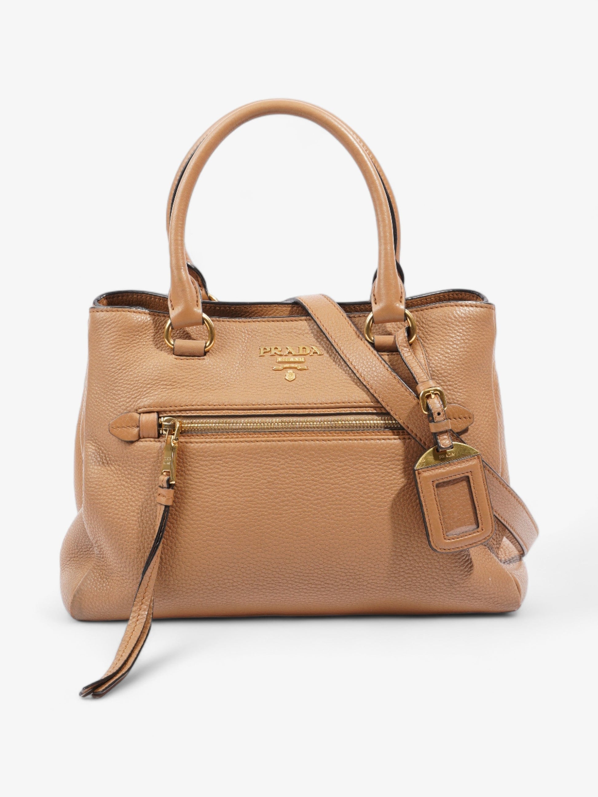 Prada Phoenix Tote Leather Vitello Tan Shoulder Bag