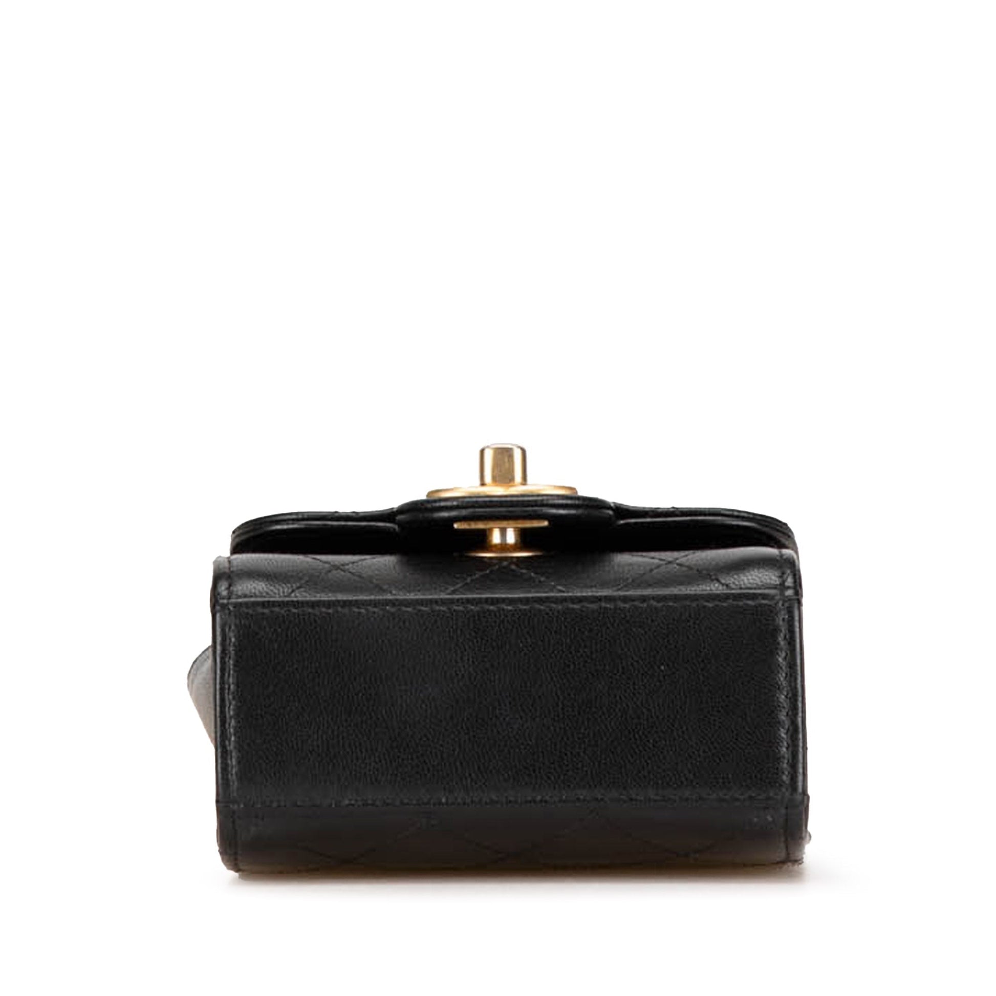 Black Chanel Mini Goatskin Chic Pearls Clutch On Chain Crossbody Bag
