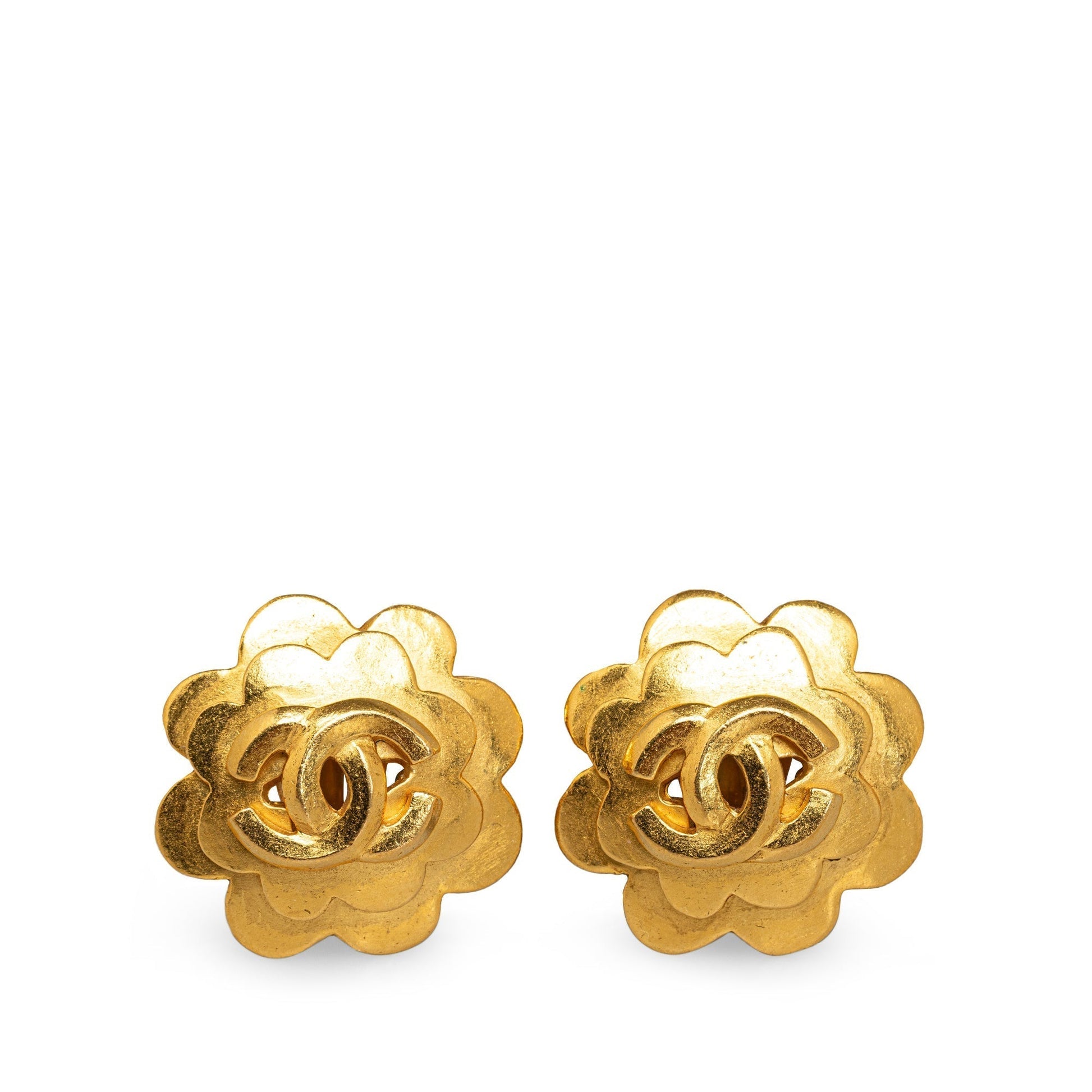 CHANEL CC Flower Clip on Earrings Costume Earrings