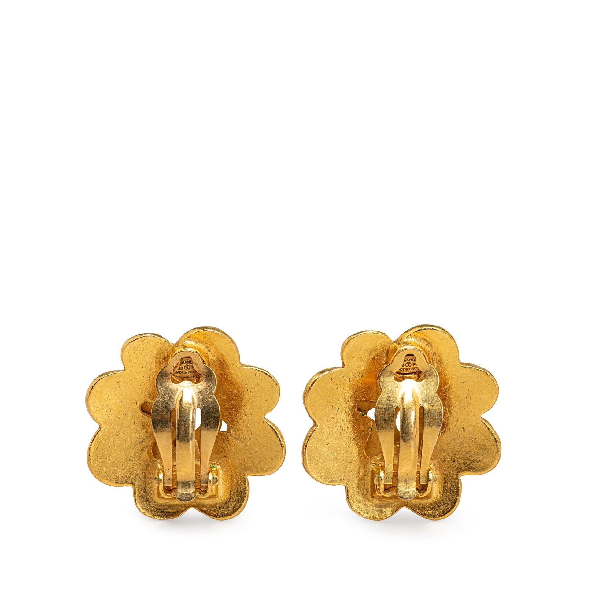 CHANEL CC Flower Clip on Earrings Costume Earrings