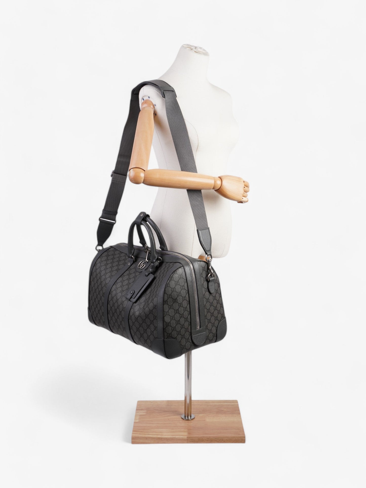 Gucci Ophidia Duffle Bag Supreme Grey Coated Canvas Large Travel Bag