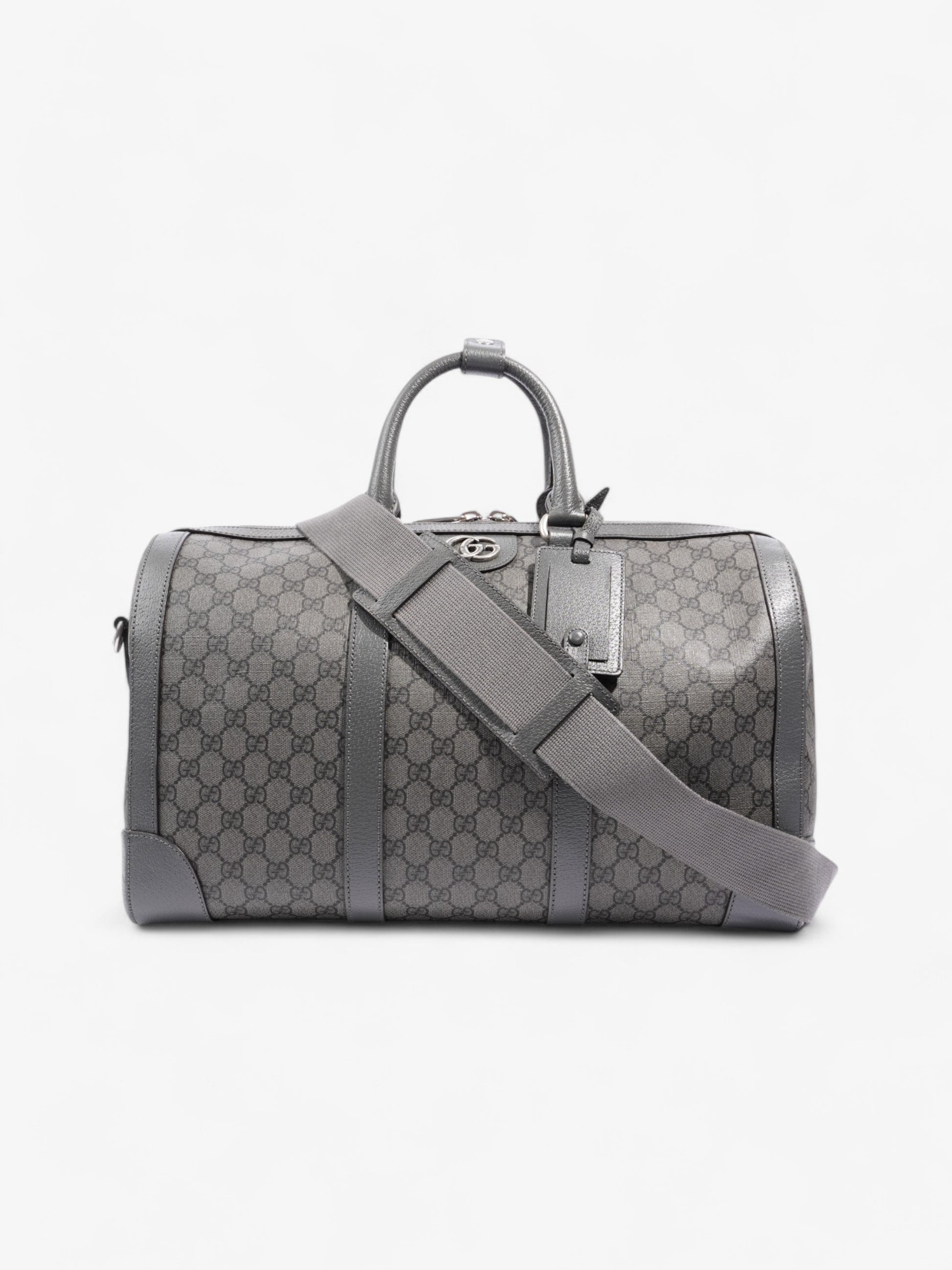 Gucci Ophidia Duffle Bag Supreme Grey Coated Canvas Large Travel Bag