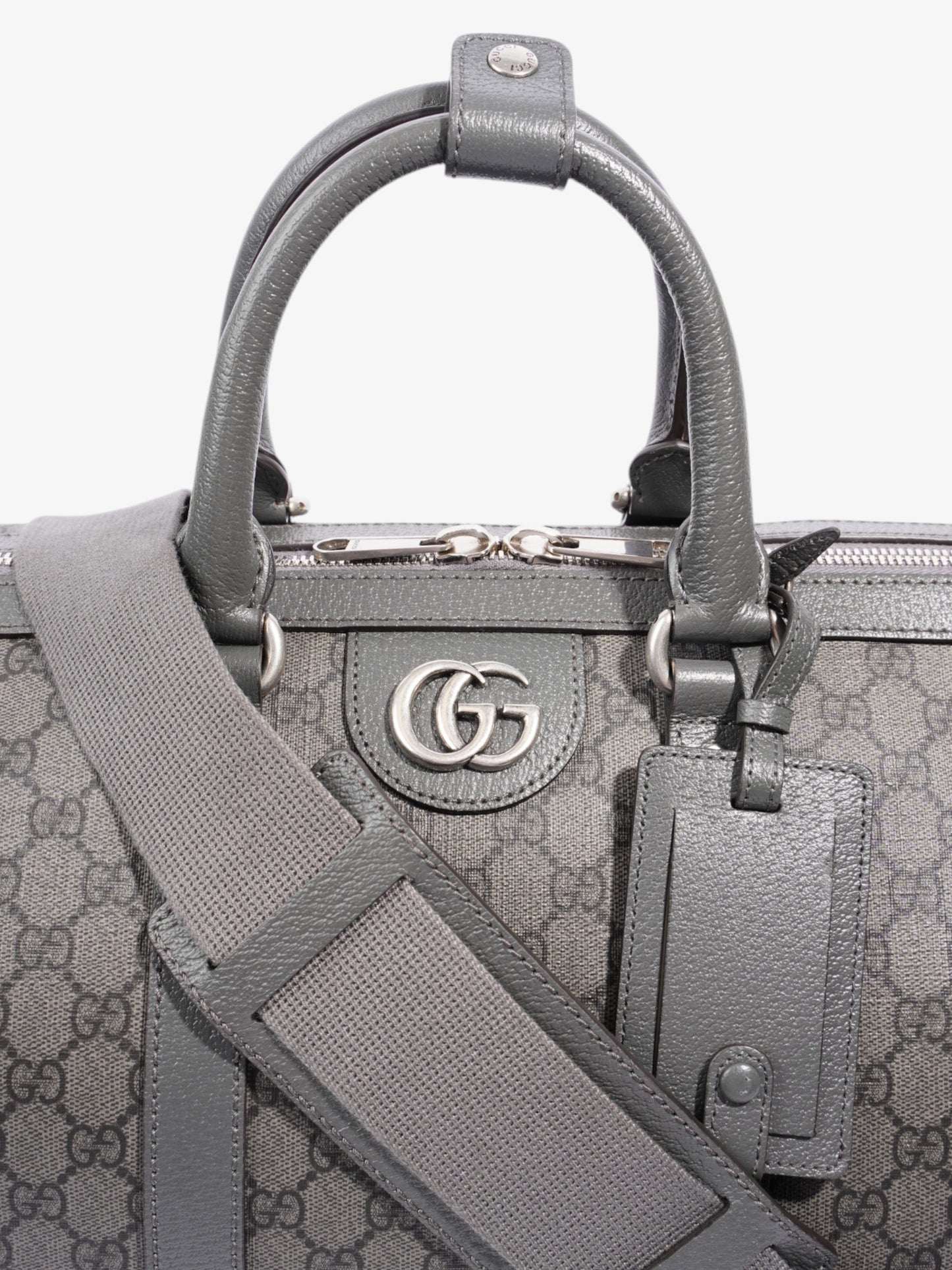 Gucci Ophidia Duffle Bag Supreme Grey Coated Canvas Large Travel Bag