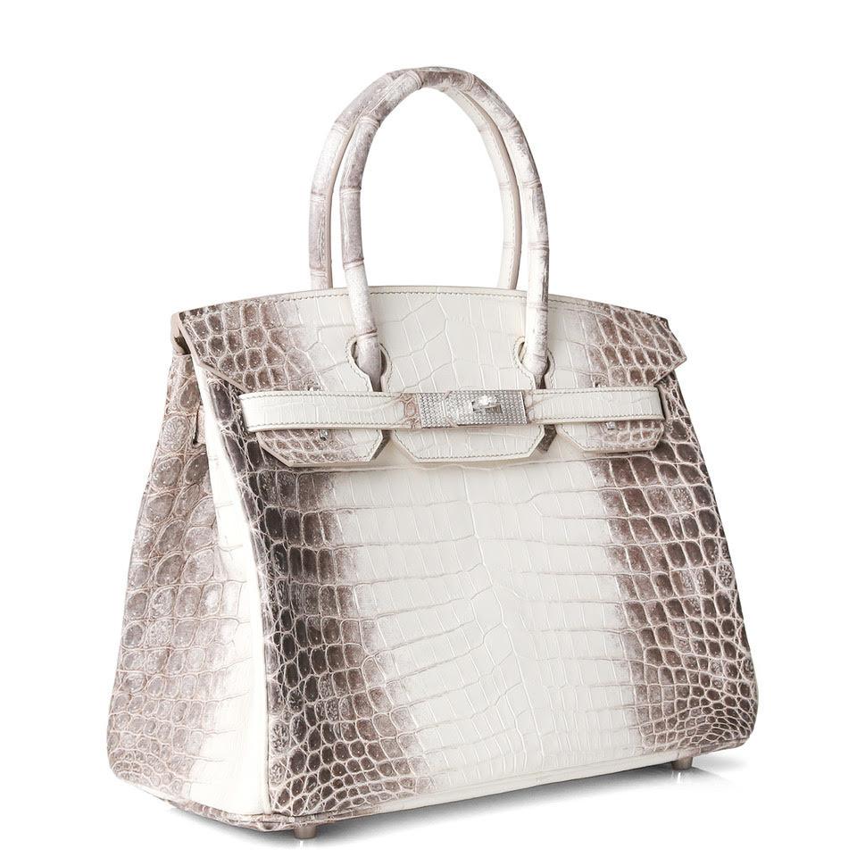Hermes Birkin Himalaya Niloticus Crocodile Diamond Encrusted Hardware Travel Bag
