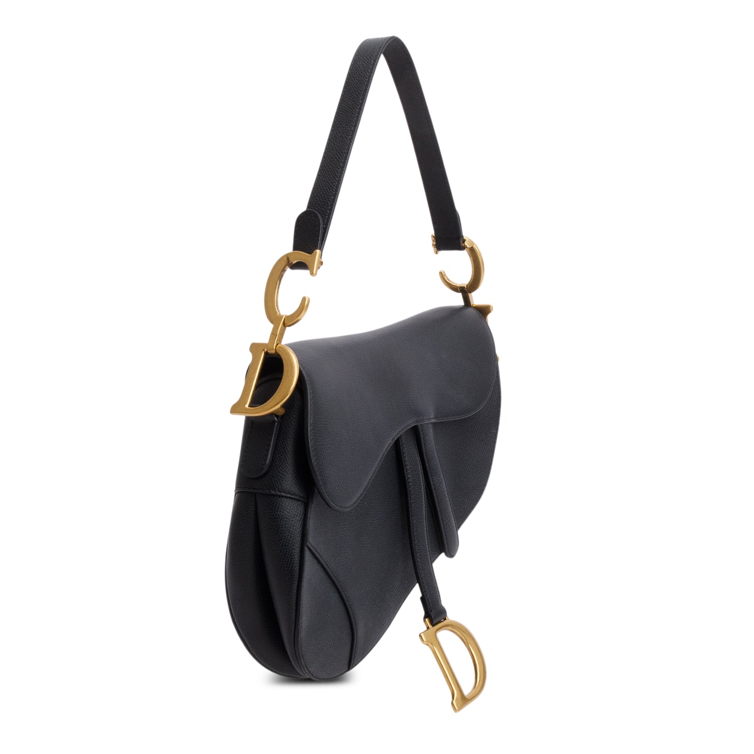 Dior Christian Grained Calfskin Saddle Bag Black Travel Bag