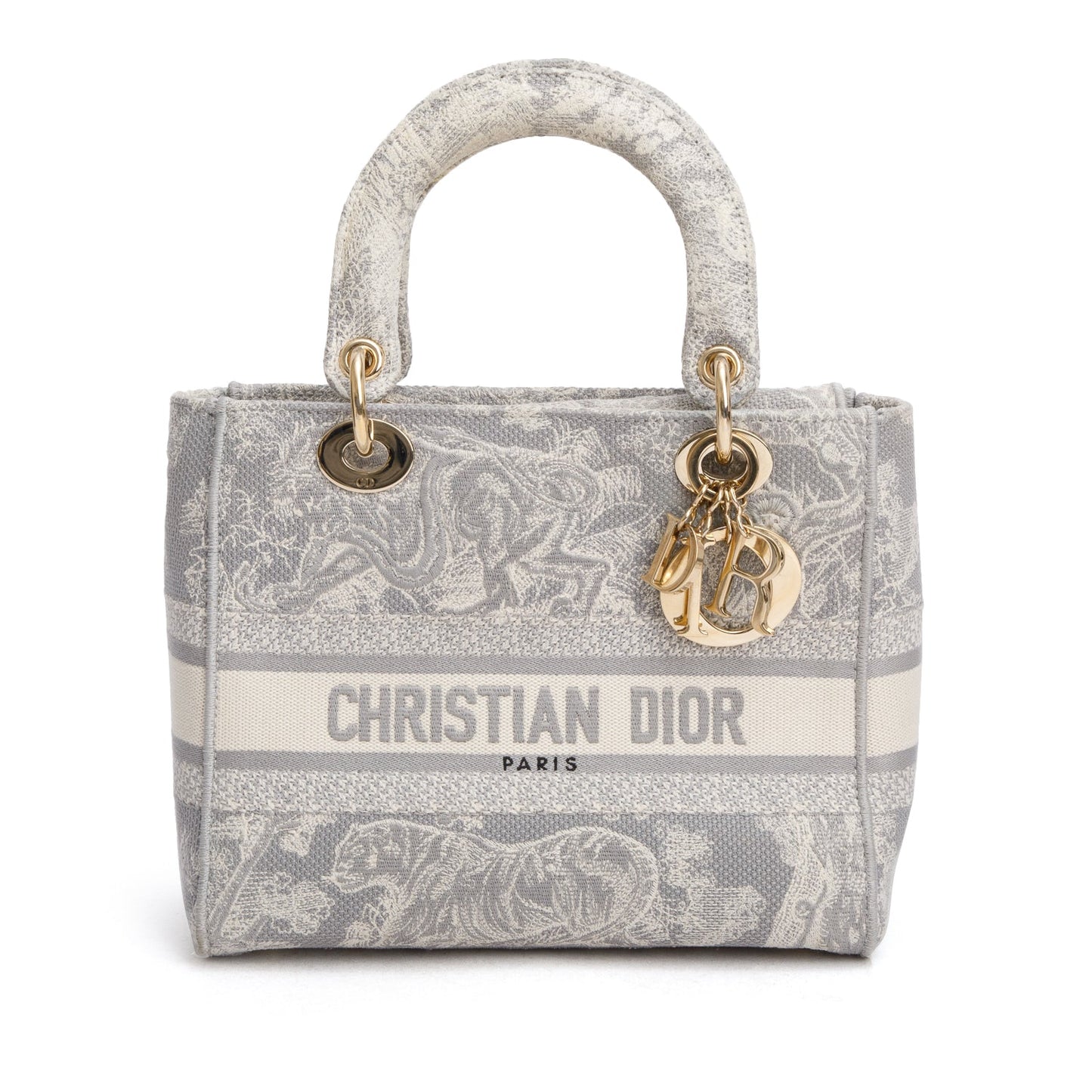 Dior Christian Grey Toile De Jouy Embroidered Lady Canvas Travel Bag