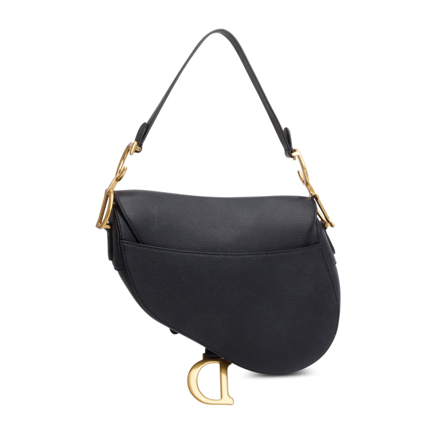Dior Christian Grained Calfskin Saddle Bag Black Travel Bag