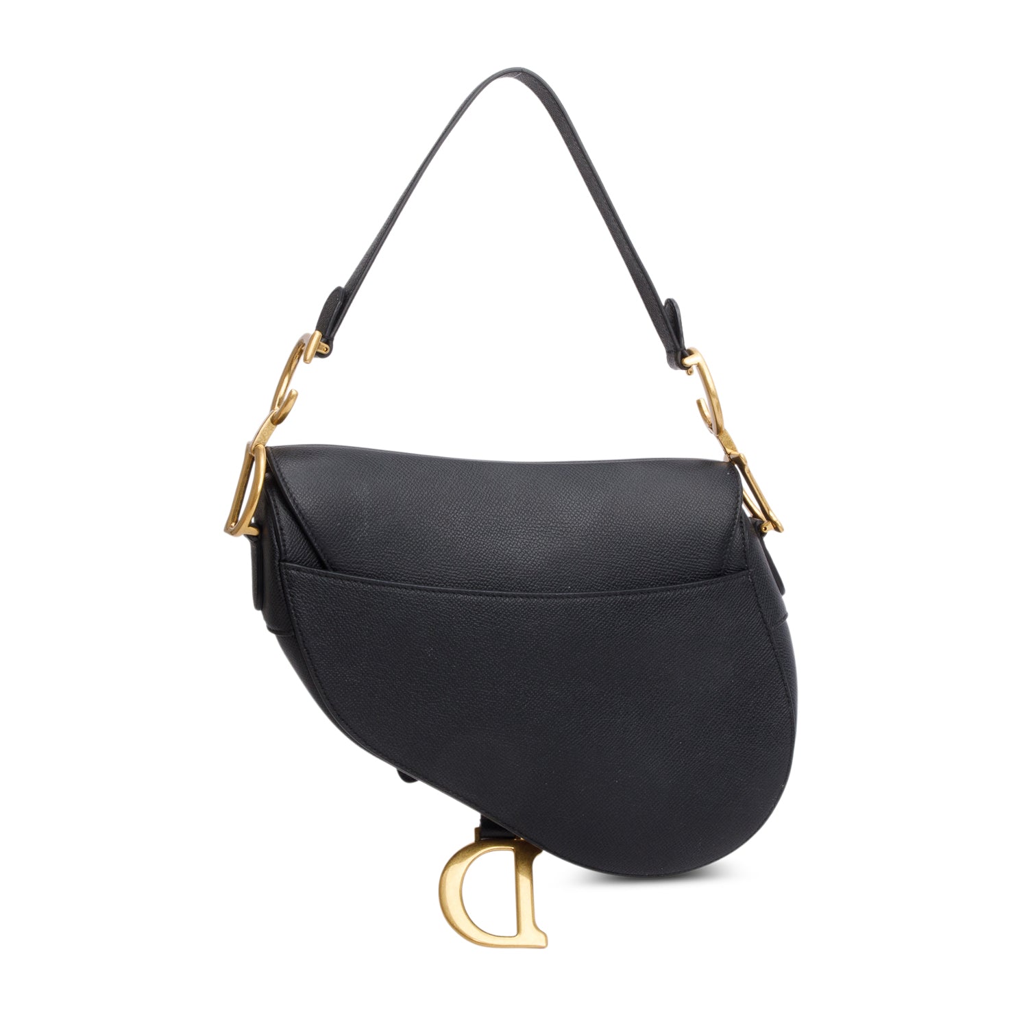 Dior Christian Grained Calfskin Saddle Bag Black Travel Bag