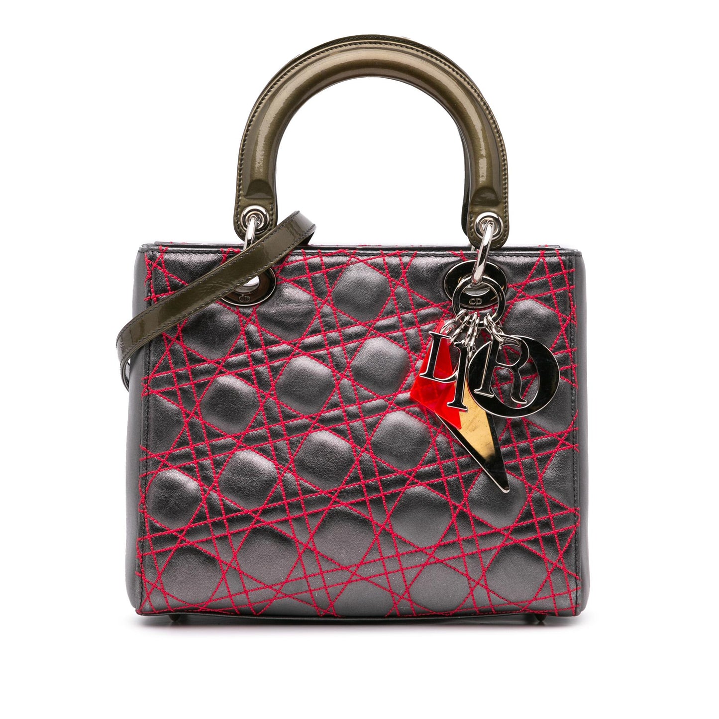 Dior Anselm Reyle Metallic Cannage Lady Satchel Bag Lambskin Medium