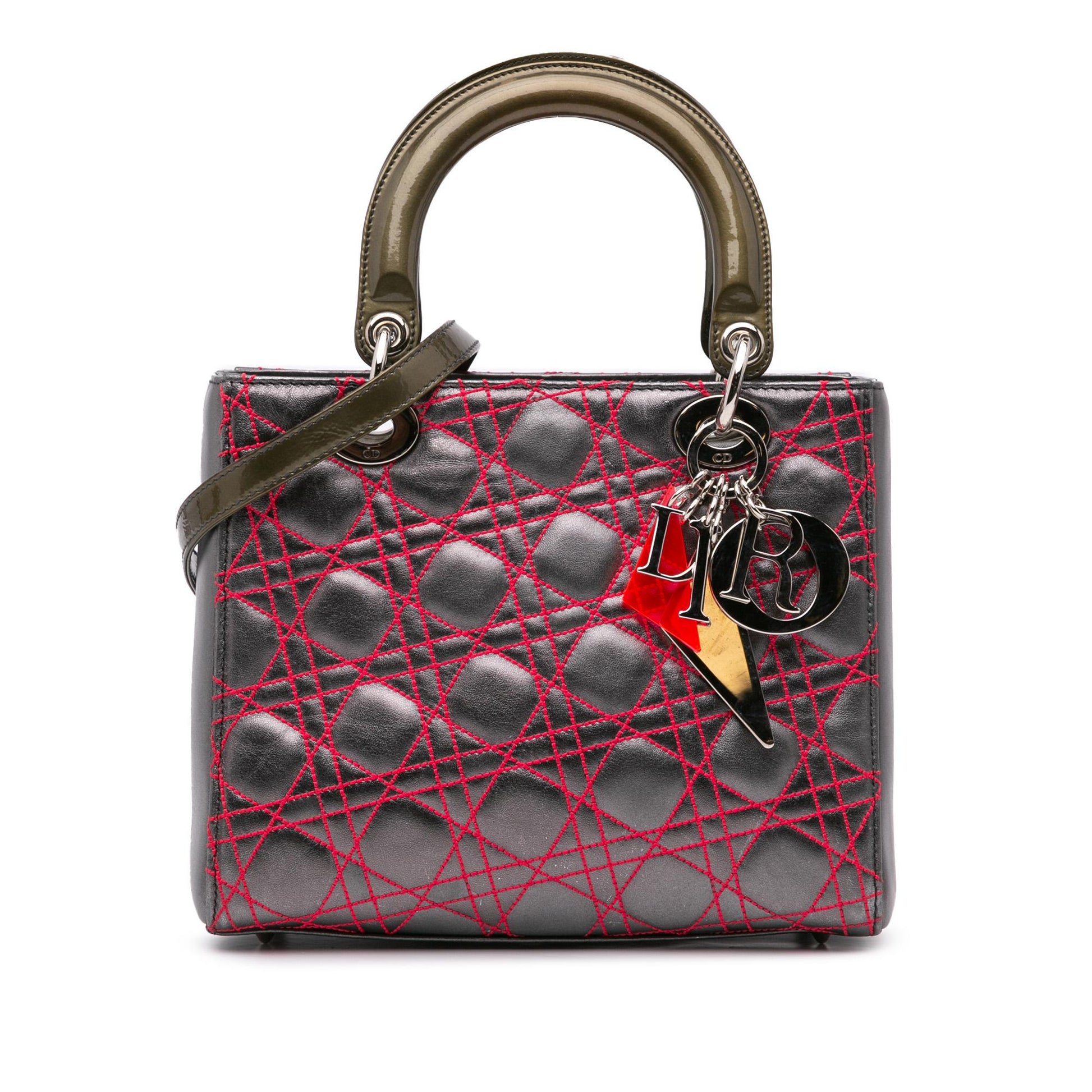 Dior Anselm Reyle Metallic Cannage Lady Satchel Bag Lambskin Medium