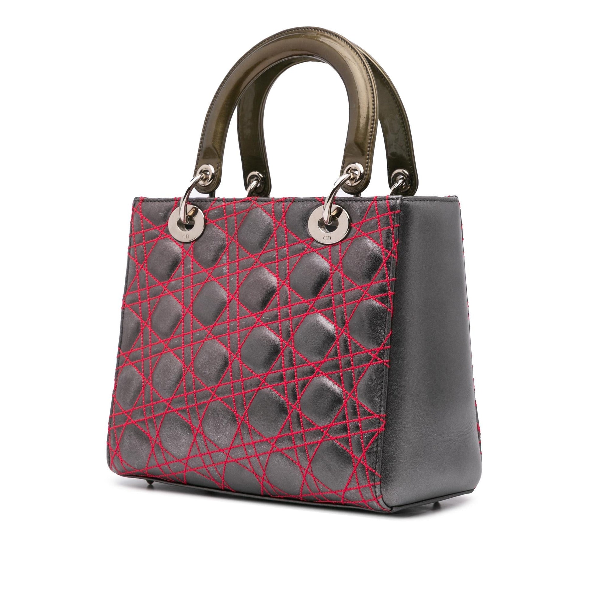 Dior Anselm Reyle Metallic Cannage Lady Satchel Bag Lambskin Medium Lady Dior 2