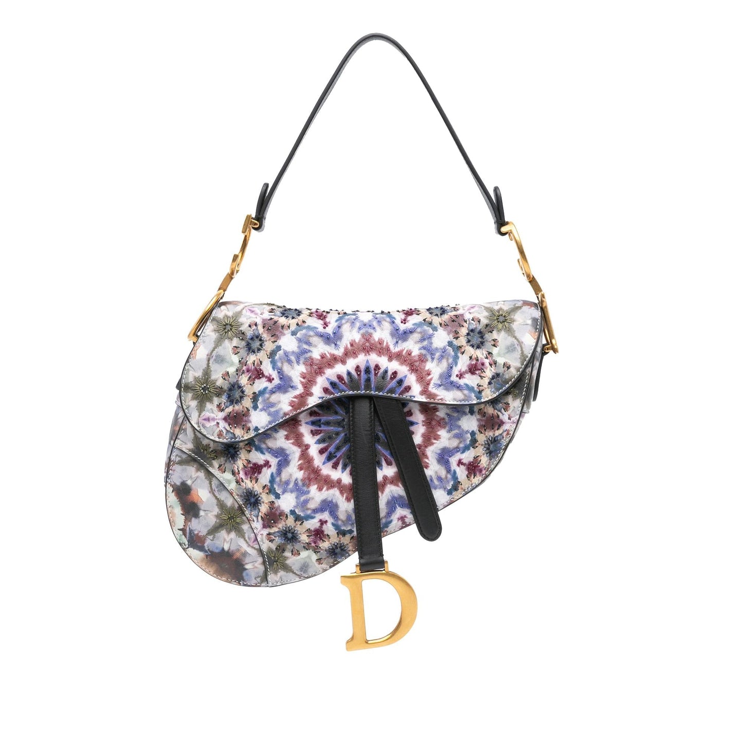 Dior Calfskin Kaleiscopic Saddle Bag Embroidered Shoulder Bag