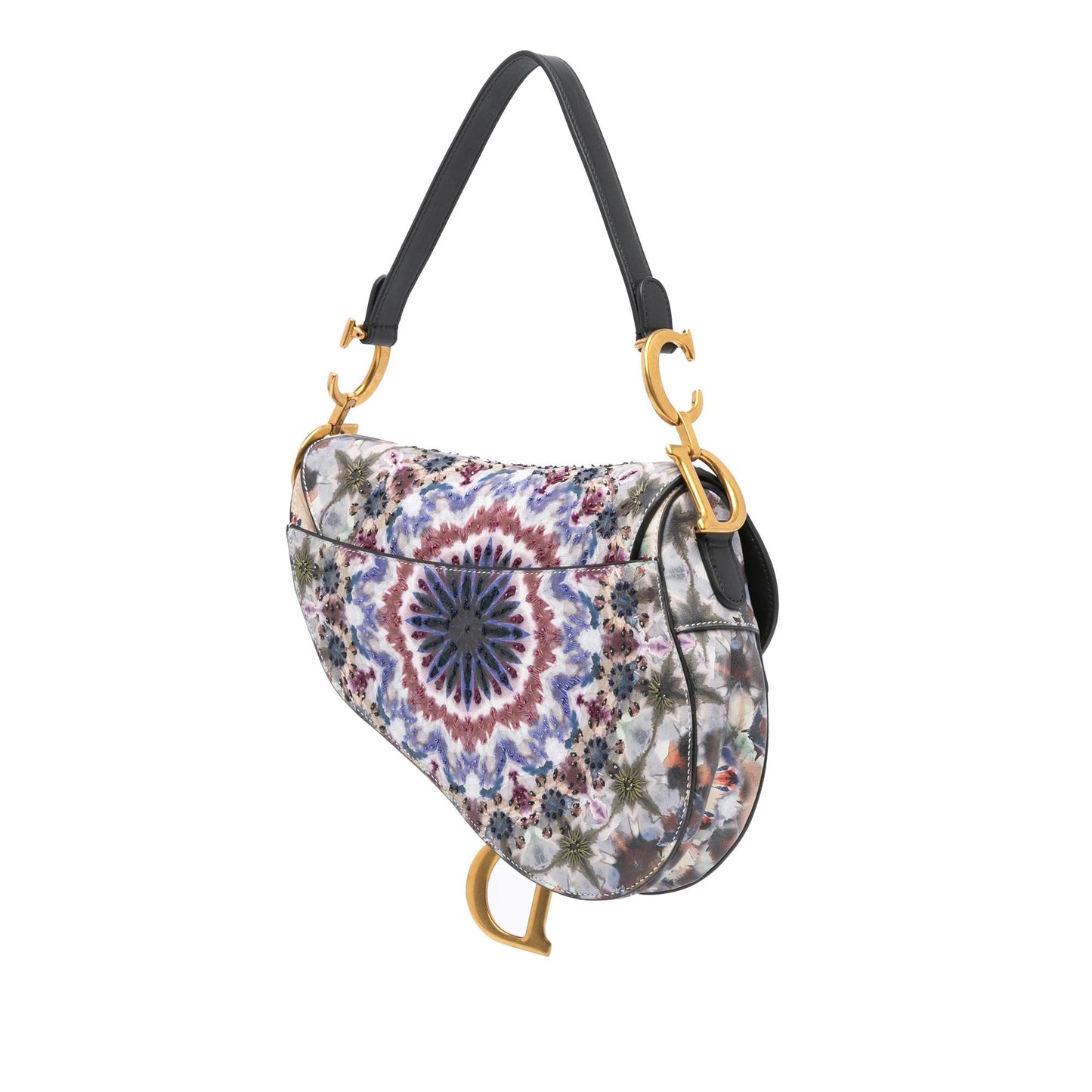 Dior Calfskin Kaleiscopic Saddle Bag Embroidered Shoulder Bag