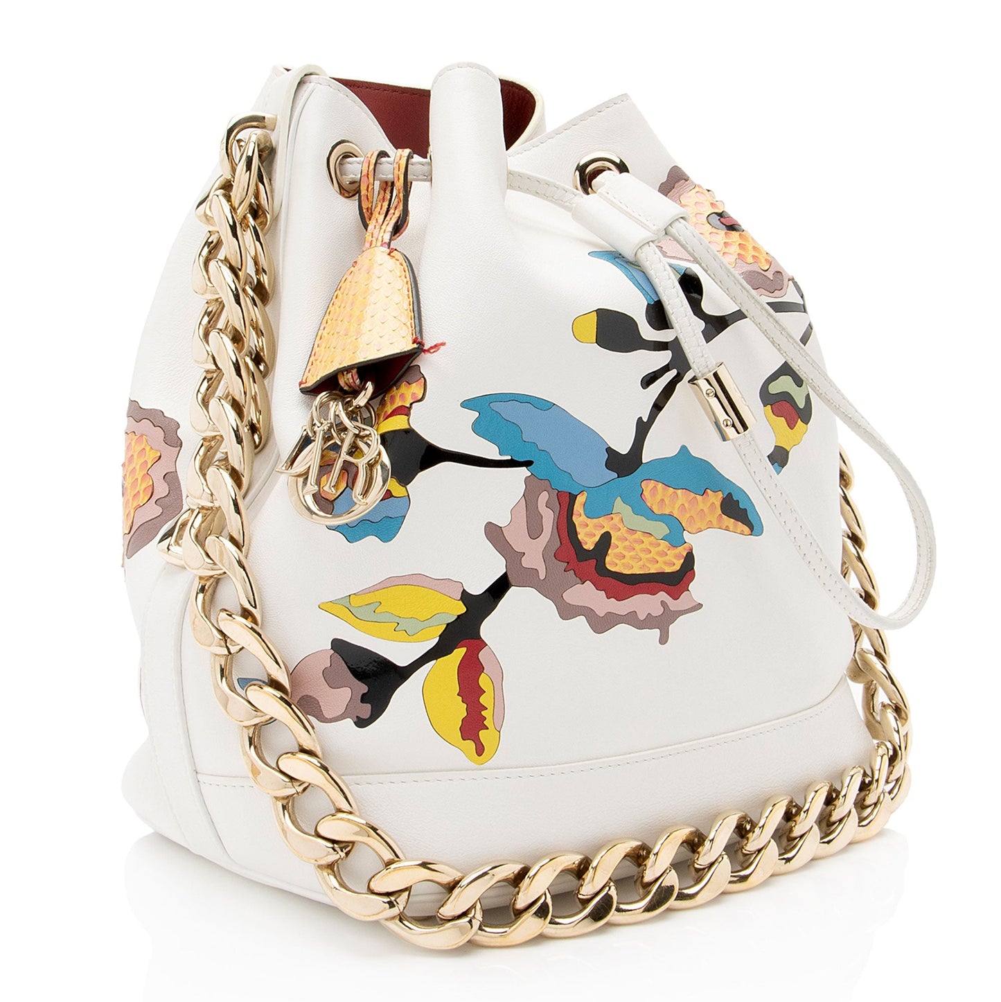 Dior Calfskin Snakeskin Paradise Bubble Bag Bucket Shoulder Bag