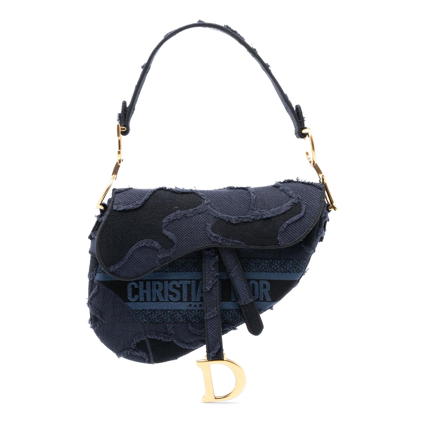 Dior Camouflage Saddle Bag Canvas Embroidered Shoulder Bag Canvas Saddle Bag