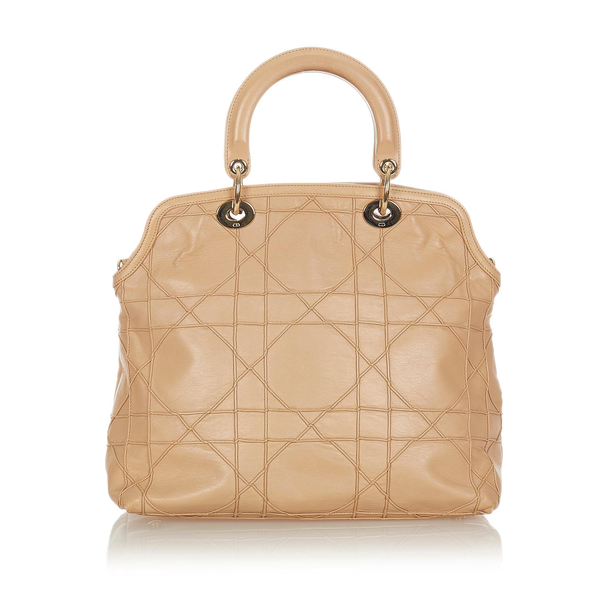 Dior Cannage Granville Handbag Shg Leather Satchel Bag