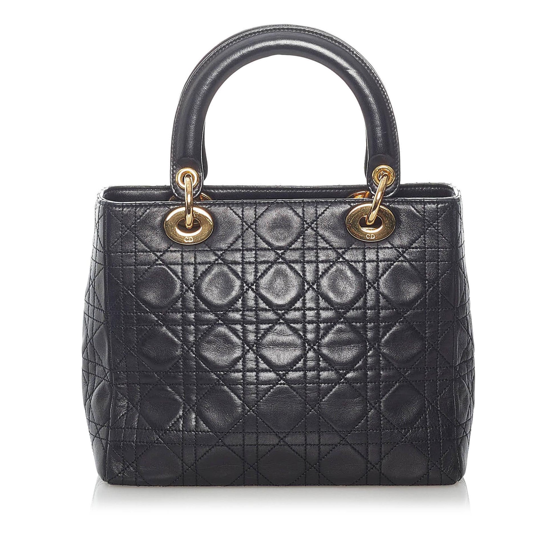 Dior Cannage Lady Handbag Shg Leather Lambskin Satchel Bag