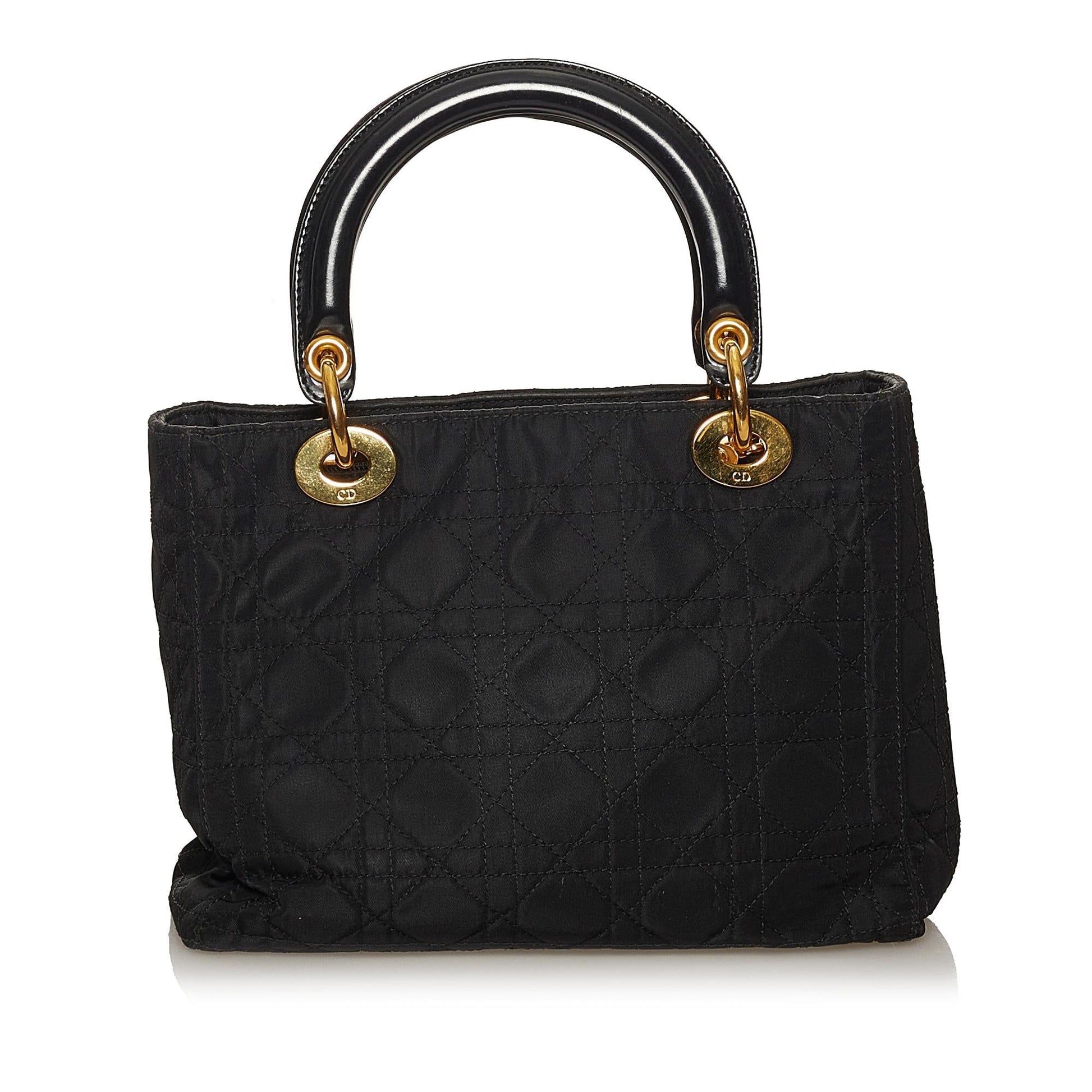 Dior Cannage Lady Handbag Shg Nylon Satchel Bag