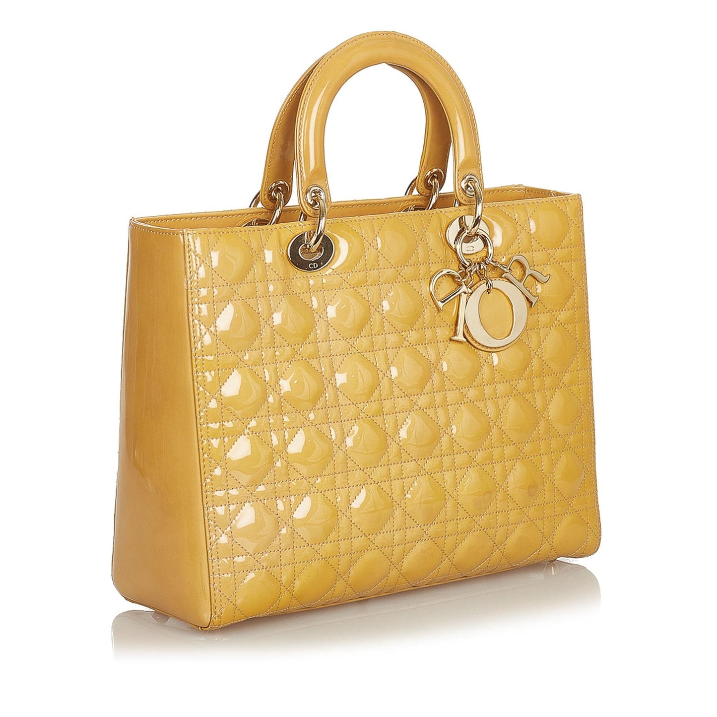 Dior Cannage Lady Tote Shg Leather Patent Tote Bag