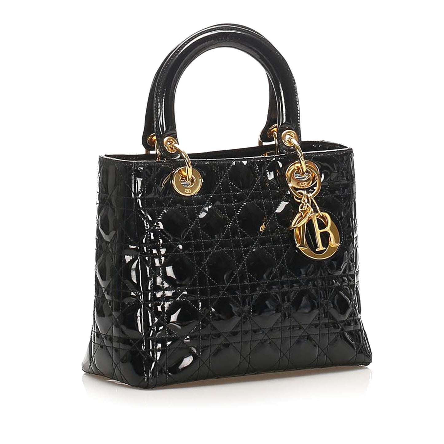 Dior Cannage Lady Shg Satchel Bag Leather Patent