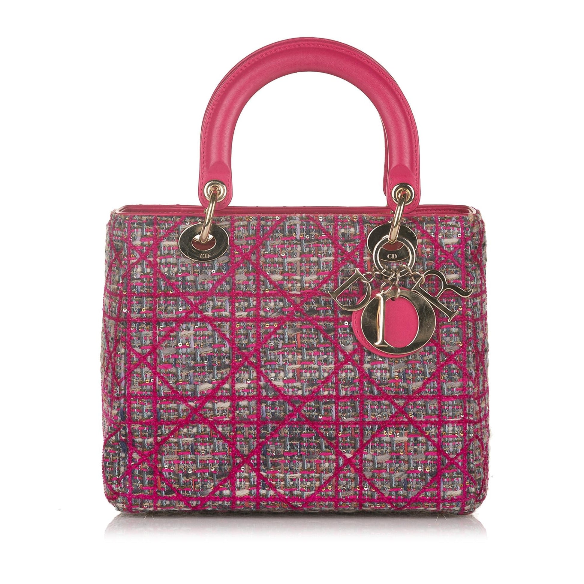 Dior Cannage Lady Tweed Satchel Shg Satchel Bag