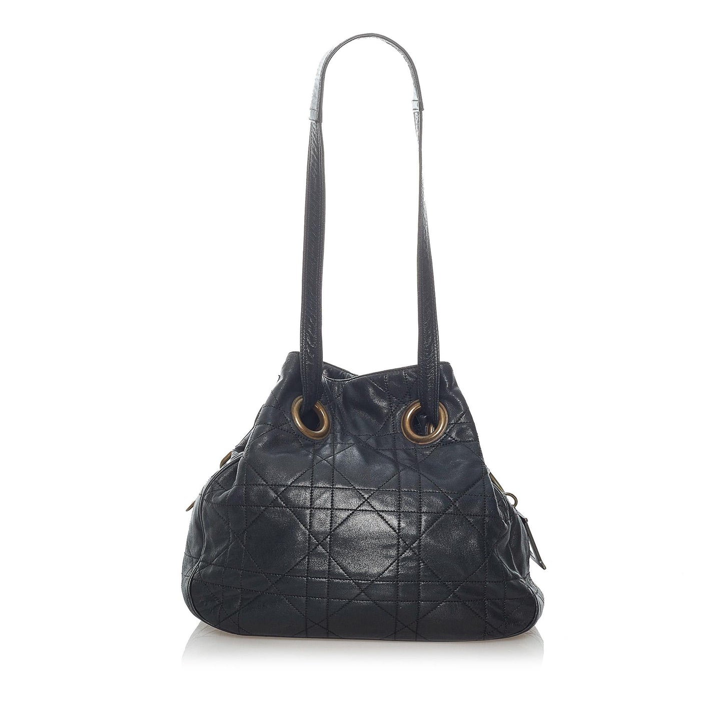 Dior Cannage Drawstring Tote Bag Shg Leather