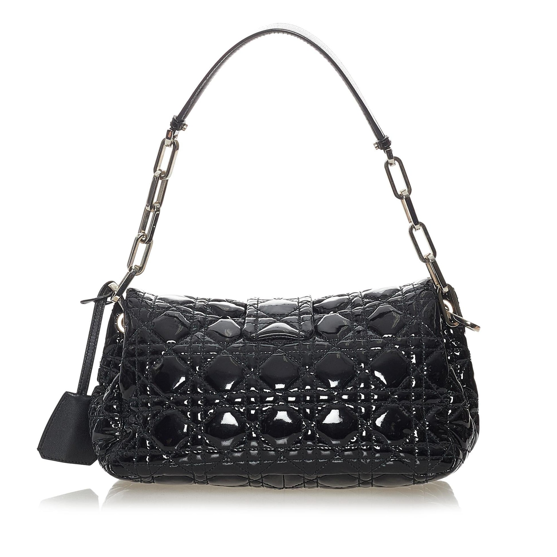 Dior Cannage New Lock Bag Shg Leather Patent Flap Shoulder Bag