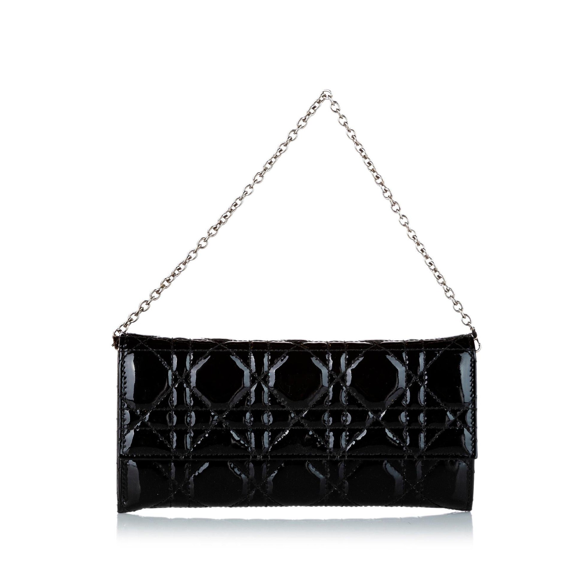 Dior Cannage Shg Handbag Leather Patent Chain Travel Bag