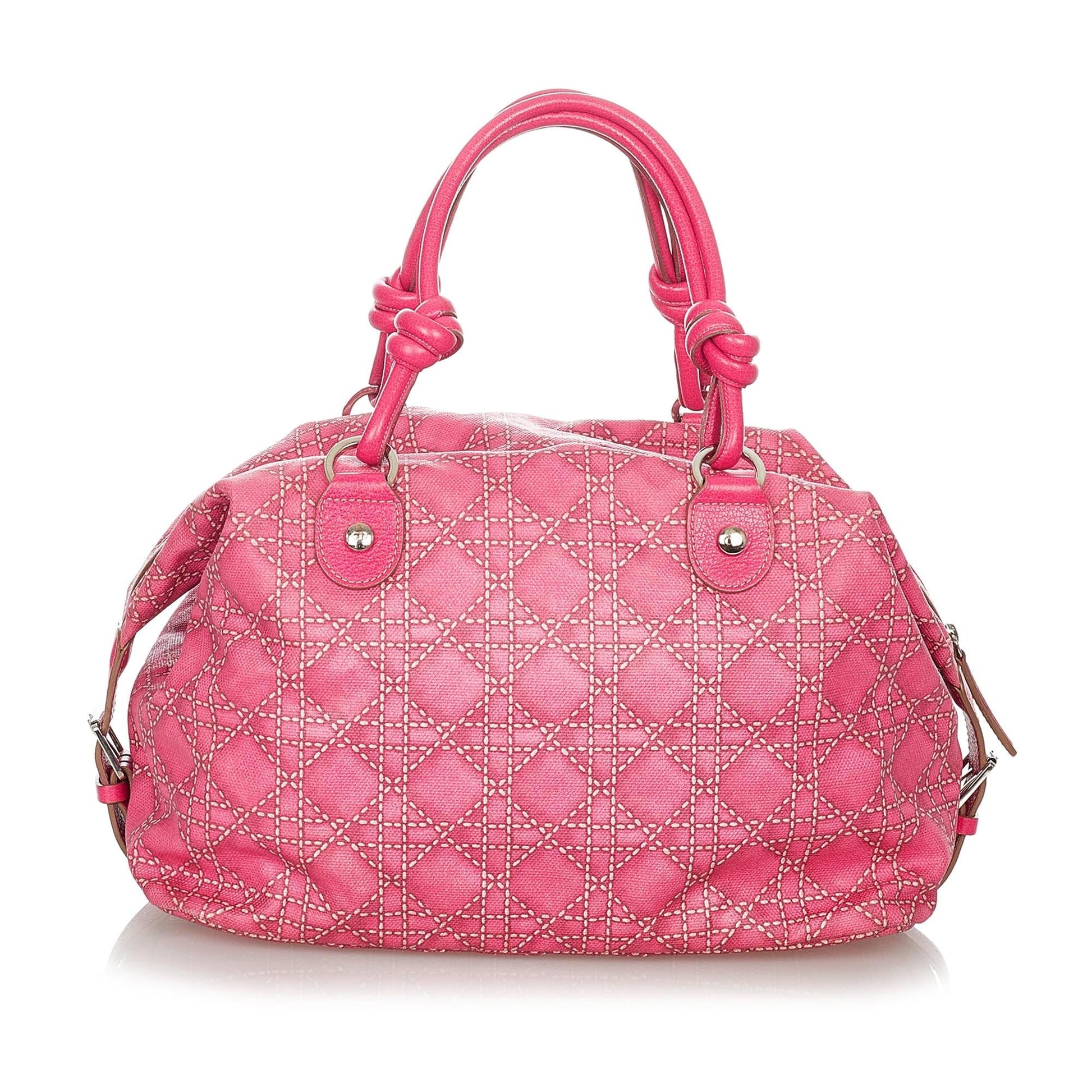 Dior Cannage Print Handbag Shg Canvas Satchel Bag