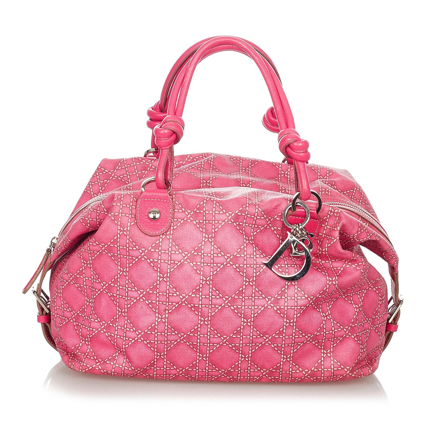 Dior Cannage Print Handbag Shg Canvas Satchel Bag