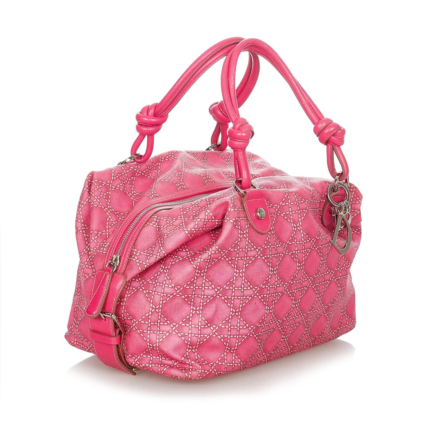 Dior Cannage Print Handbag Shg Canvas Satchel Bag