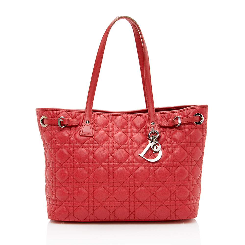 Dior Cannage Coated Panarea Tote Shf Canvas Quilted Medium Tote Bag