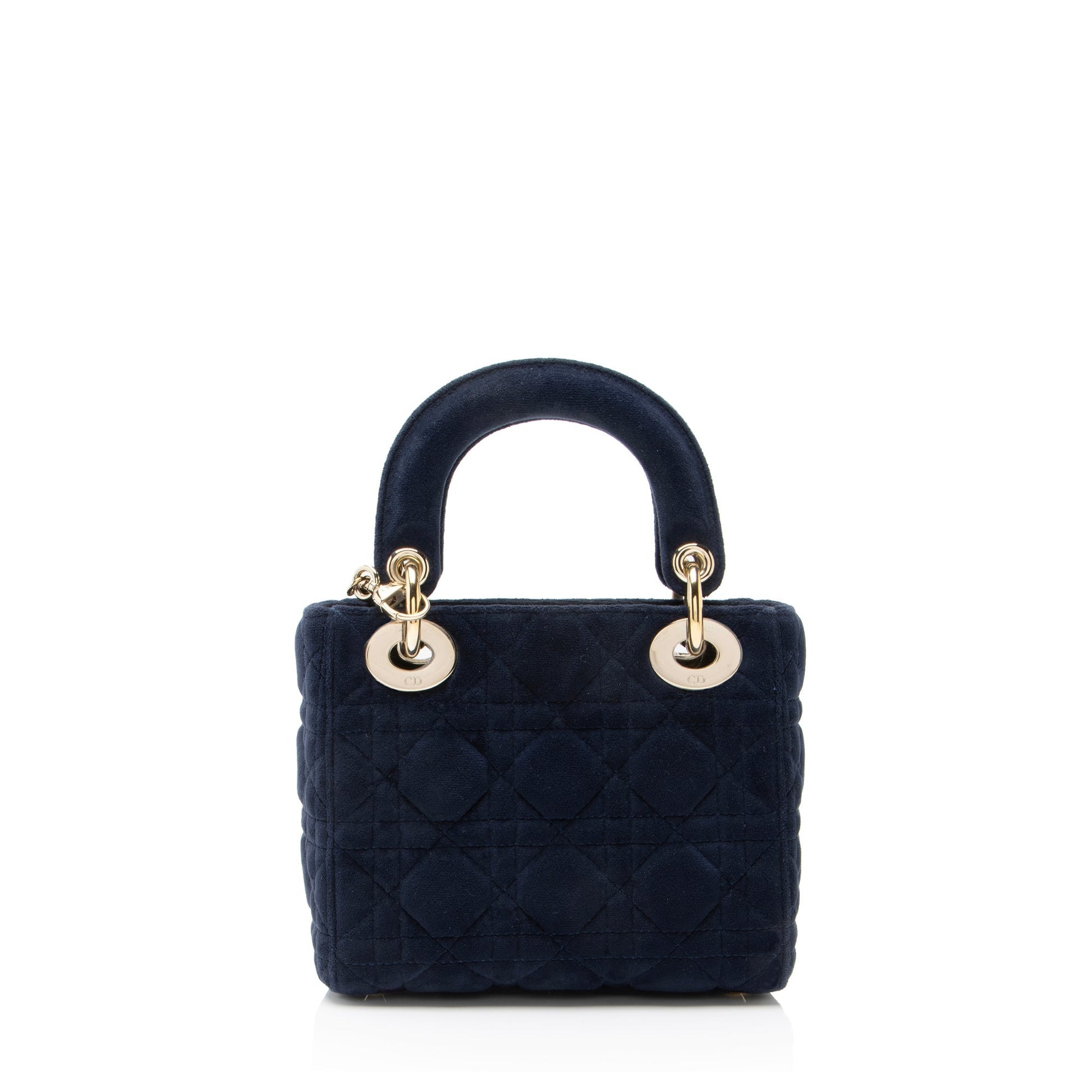 Dior Cannage Velvet Crystal Lady Tote Mini Tote Bag